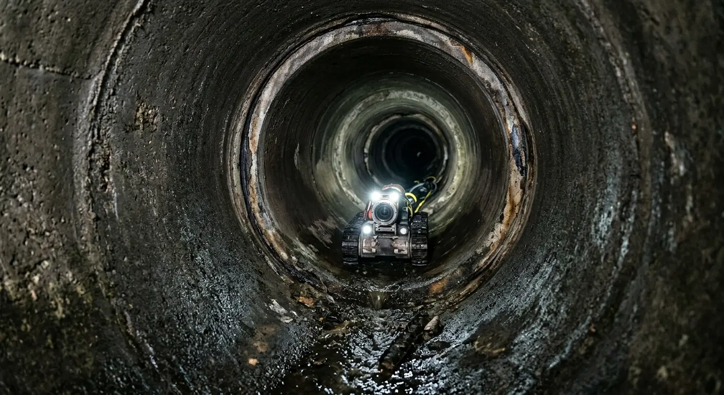 Robotic sewer camera inspecting pipe interior for Drain Snake Service in Lake Bluff